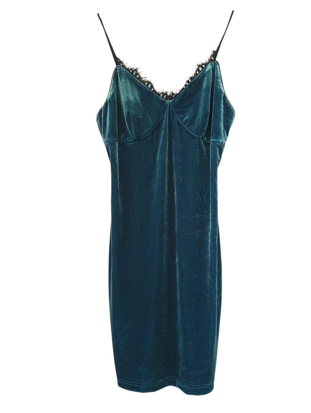 Cynthia Steffe Teal Velvet Lace Slip Dress Sz 2 Y2K Lingerie Romantic Goth